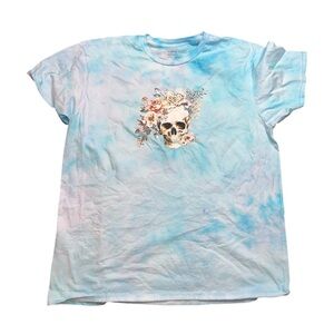 Gildan Ice Dyed Floral Skull Tshirt XLarge